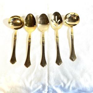JCP stainless gold flatware serving pieces